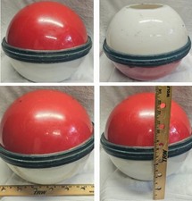 HUGE Vintage Red White Light Cover Looks Pokémon Pokéball Architectural Salvage  picture
