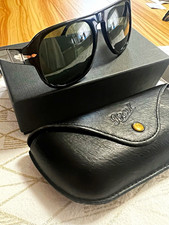 Persol Men's Square Polarized Sunglasses Black Frame/Lens w/ Case & Box picture