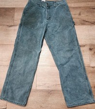 VTG Carhartt B12 HTG Pants 33(32)x30 Made USA Hunter Green Carpenter 90s Work  picture