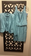 NWT- Vintage Albert Nipon Aqua Women’s 3 Piece Silk Suit Set Sz 8 Retail $380 picture