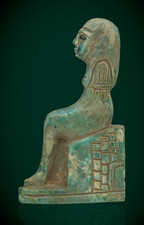 Ancient Egyptian Antiques Rare Antique Faience Seated Royal Woman Statue picture
