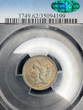 1881-P PCGS CAC MS62 Three Cent Nickel | Colorful Rainbow Toning | Visual Depth picture