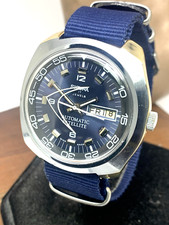 Sicura Men's Watch Satellite Swiss Automatic Blue Dial Day Date Nylon Strap 42mm picture