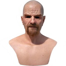 Halloween Realistic Face Bald Old Man Latex Wrinkle Face Mask Full Head Headwear picture