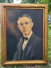 Vintage Portrait Gentleman Oil Painting by American Artist W. E. Silet picture
