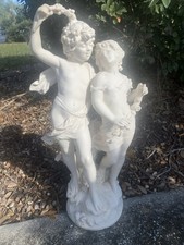 Antique August Moreau Signed Cupid Angel Cherub Statuette 23” picture