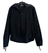 Vintage Prada Sport Linea Rossa Women's Black Fleece Full Zip Hooded Jacket picture