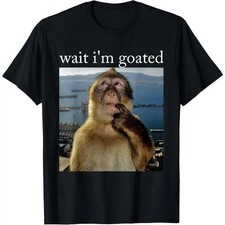 Wait I'm Goated Funny Thinking Monkey Meme Brainrot Gift T-Shirt picture
