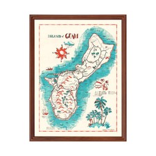 Old Map of Guam,  1955 - Vintage Guam  Art picture