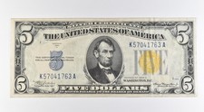 1934 A $5 Silver Certificate Yellow Seal Fr#2307 *0426 picture