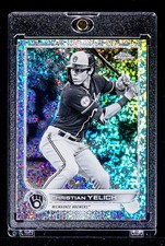 Christian Yelich RARE BLACK WHITE SPARKLE REFRACTOR CARD Brewers picture