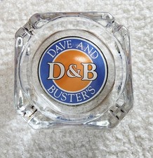 Vintage Dave & Buster’s Glass Ashtray D&B Logo Restaurant Bar Arcade Memorabilia picture