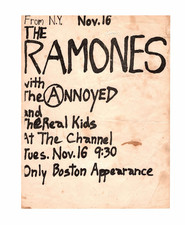 RAMONES Rare 1982 The Chanel BOSTON Handbill  w/ THE REAL KIDS, The Annoyed PUNK picture