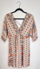 Shein Dress Womens Multicolor V Neck Short Sleeve Floral Design Boho Chic Size S picture