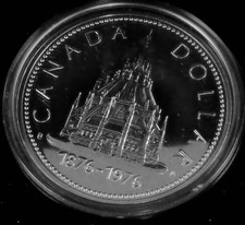 1976 Canada Dollar, Parliment Library Silver Coin Uncirculated (607c1) picture