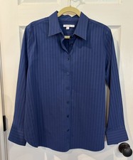 NWOT Chico’s Blue Cotton Blend Stripe Slimming Tunic Size 2.5 picture