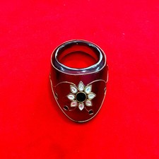 Old Vintage Indo Persian Mughal Ottoman RED Glass Jeweled Archer Thumb Ring picture