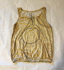 Sonoma Women's Beige Geometric Knit Round Neck Button Tank Top Size S picture