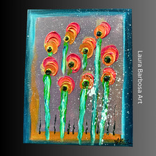 Wildflowers Painting Psychedelic Abstract Art Flower Canvas 11x14 Laura Barbosa picture
