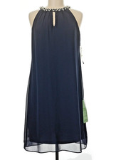 SL Fashions Embellished Mock Neck Chiffon Shift Dress women’s 6 cocktail party picture