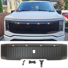 Front Grille Fits For Ford F-150 Lightning 2023 24 25 Black Upper W/LED Lights picture