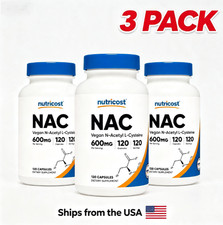 3pc Nutricost N-Acetyl L-Cysteine 120 600mg, (NAC) Vegan Capsules- picture