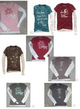 NWT AEROPOSTALE Long Sleeved 2fer shirt  thermal sleeves 8 diff graphics picture