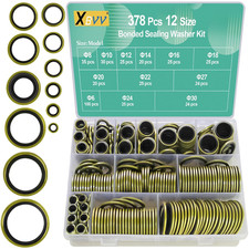 XBVV 378 Pcs NBR Metal Bonded Sealing Washer Assortment Kit M6 M8 M10 M12 M14 M1 picture