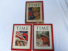 3 Vintage TIME Magazines WWII 1943-45 MacArthur Patton Allied Forces Lot picture