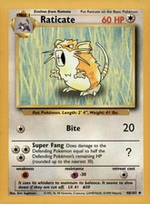 RATICATE 40/102 BASE SET UNLIMITED DMG picture