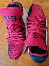 Y-3 Men’s Low Top Lace-Up Athletic Sneakers Red Black White Rubber Logo picture
