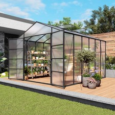 10x12 FT Polycarbonate Greenhouse Walk-in Outdoor Greenhouse with Aluminum Frame picture
