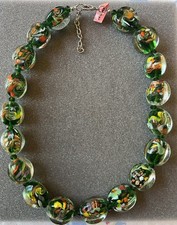 Vintage Chunky Unsigned Murano Venetian Art Glass Bead Necklace 21-23.5