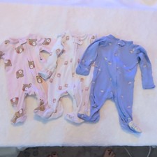 Carter's 0-3M 3pc Footed Snap Sleepers Cotton Knit Bear Print Multicolor picture