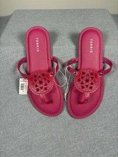 Torrid Women's Size 8 WW Pink Jelly Medallion Studded T-Strap Sandals picture