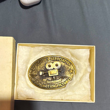 Rare Vintage Al Shelton Stuntmen's Association Bronze Belt Buckle & Box 1970s picture