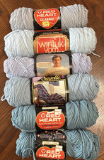 Vintage Mixed Lot of Five & 1/2 Skeins Blues Yarn Crafts, Crotcheting, Knit picture