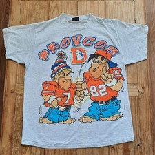 Vtg 1993 Nfl Denver Broncos Flintstones Gray short sleeve T shirt Cotton NH1354 picture