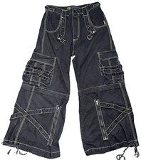 Vintage Tripp NYC Daang Goodman Y2K Goth Wide Leg Size M Stud Pants Green Stitch picture
