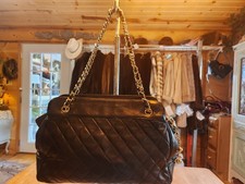 Chanel Matelasse Lambskin Gold Chain Large Black Bag Authentic picture