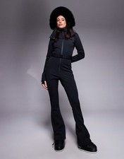 4505 Ski & Snow Women's Black Hooded Faux Fur Belted Snowsuit US 6 picture
