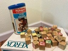 1974 Vintage Playskool LETTER & number WOOD BLOCKS