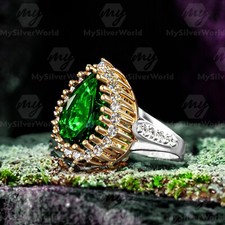 925 Sterling Silver Green Stone Turkish Hurrem Sultan Women's Ring picture