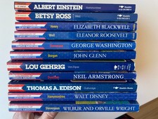 CHILDHOOD FAMOUS AMERICANS LOT 11~Glenn~Einstein~Ross~Edison~Armstrong~Roosevelt picture