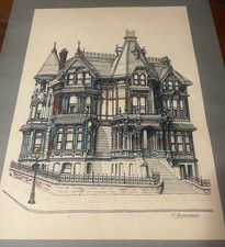 Curt Humphrey Hand Painted Victorian Painting San Francisco Van Ness Signed picture