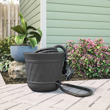 Suncast Lattice Hose Pot Peppercorn Outdoor Garden Storage Fits 50ft Vinyl Hose picture