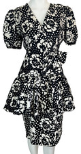 Vintage Rickie Freeman TeriJon Floral Polka Dot Drop Waist 80s Party Dress 6 EUC picture
