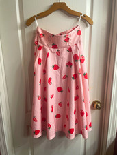 Belle Poque Women's Pink Strawberry Print Button Front Midi Skirt Kawaii Soft picture