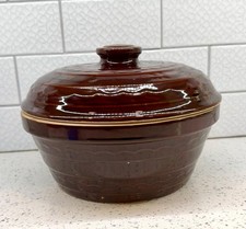 Vintage Marcrest Stoneware Covered Casserole: Mid-Century Brown Glaze Stoneware picture
