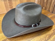 AU-LC-51-BR Cowboy Hat Band Hand Carved Brown Leather 1/2